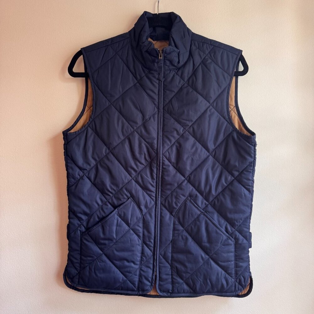 J.Crew Quilted Walker Vest Mens XS Navy Full Zip Insulated Jacket Outerwear